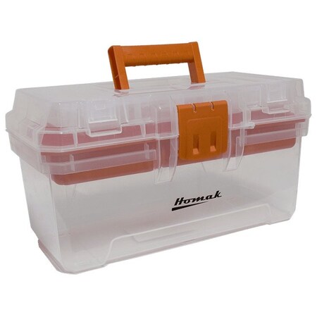 Homak 15in Plastic Transparent Toolbox w/ Tray TP00115088